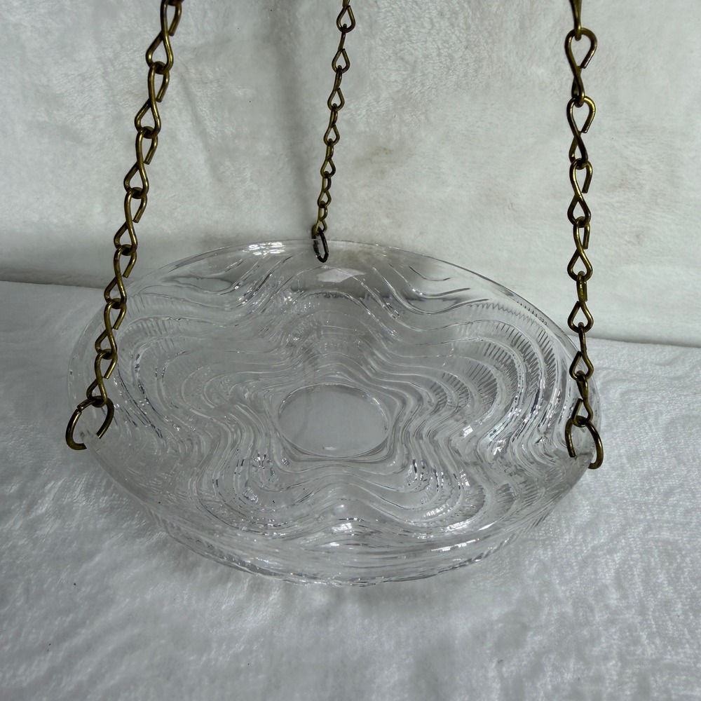 VTG Anchor Hocking Clear Pressed Glass‎ Hanging Planter Scalloped Flower Bowl